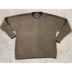 Vintage Structure Sweater Men's XL‎ Cable Knit Ramie Cotton Brown Heavyweight